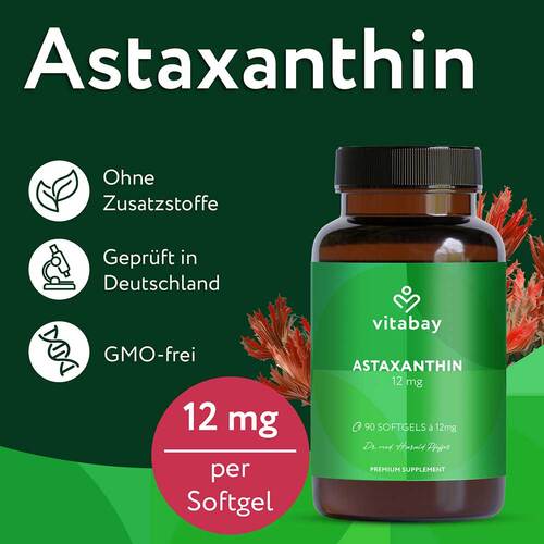 Astaxanthin 12 mg Softgel-Kapseln Mikroalge vegan - 2