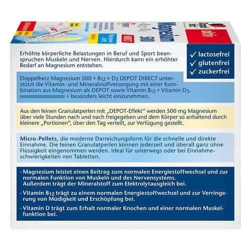 Doppelherz Magnesium 500 + B12+D3 Depot Direct Pell. - 4
