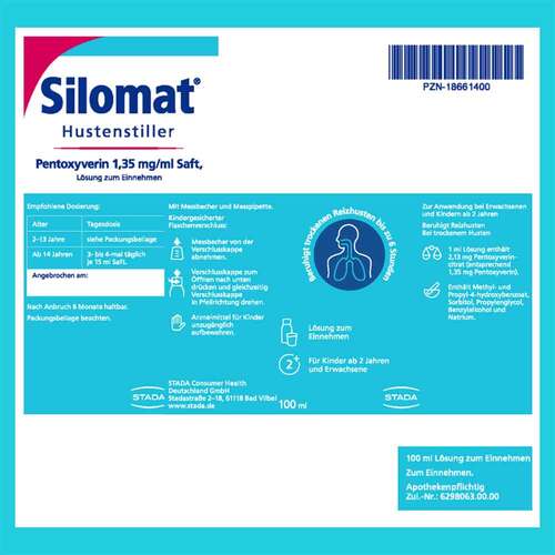 Silomat Hustenstiller Pentoxyverin 1,35 mg / ml Saft - 9