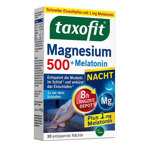 Taxofit Magnesium 500 Nacht + Melatonin Tabletten - 1