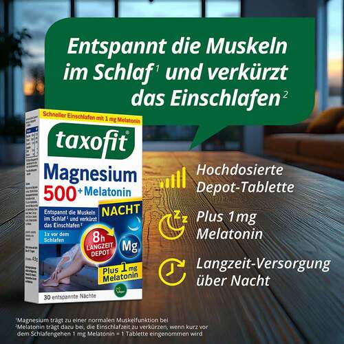 Taxofit Magnesium 500 Nacht + Melatonin Tabletten - 2