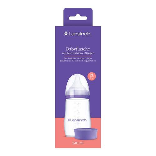 LANSINOH NaturalWave Babyflasche 240ml &amp; Sauger M - 1