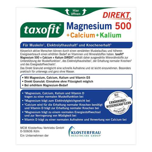 Taxofit Magnesium 500 + Calcium+Kalium Direkt Granulat  - 8