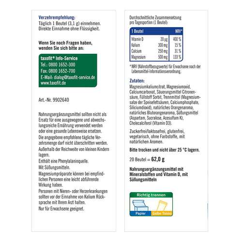 Taxofit Magnesium 500 + Calcium+Kalium Direkt Granulat  - 9