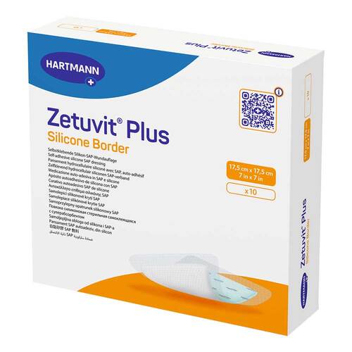 ZETUVIT Plus Silicone Border steril 17,5x17,5 cm - 1