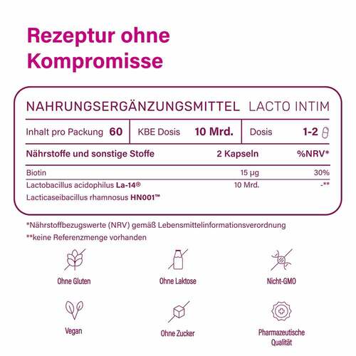 Lacto Intim Milchs&auml;urebakterien + Biotin magensaftresistent Kapseln  - 5
