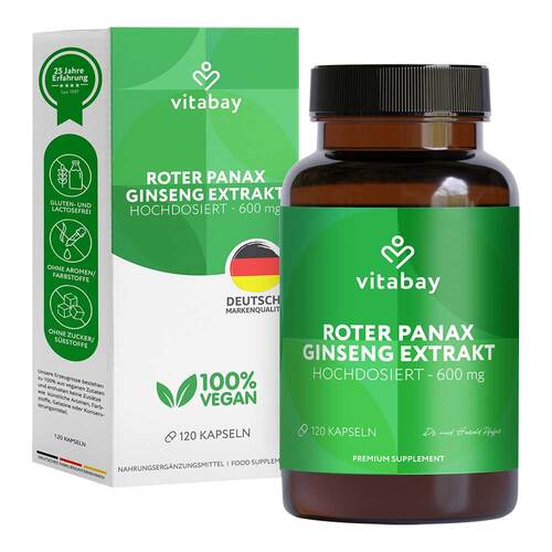 Roter Panax Ginseng Extrakt 600 mg vegan Kapseln - 1