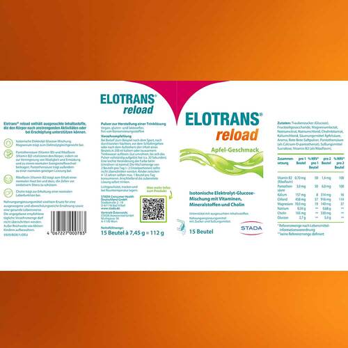 Elotrans reload Elektrolyt-Pulver Apfel Beutel  - 5