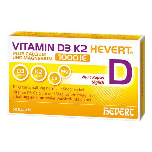 Vitamin D3 K2 Hevert + Calcium und Magnes.1000 IE Kapseln  - 1
