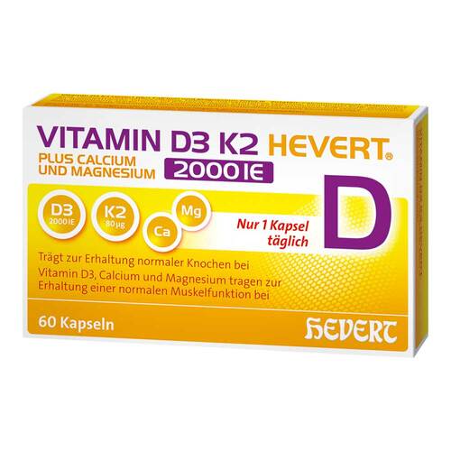 Vitamin D3 K2 Hevert + Calcium und Magnes.2000 IE Kapseln  - 1
