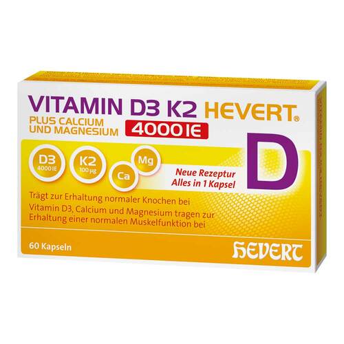Vitamin D3 K2 Hevert + Calcium und Magnes.4000 IE Kapseln  - 1