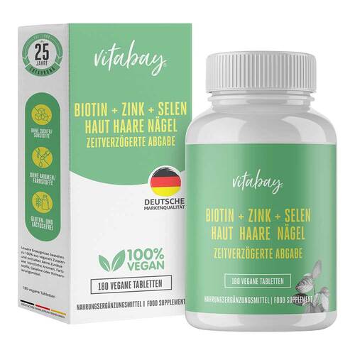 Biotin + ZINK+Selen Haut+Haare+N&auml;gel vegan Tabletten - 1
