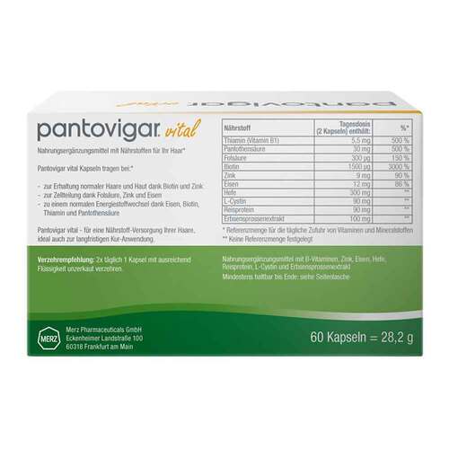 Pantovigar vital Kapseln mit N&auml;hrstoffen f&uuml;r Haare - 2