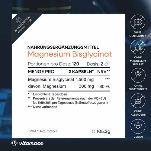 Magnesium Bisglycinat 750 mg vegan Kapseln - 5
