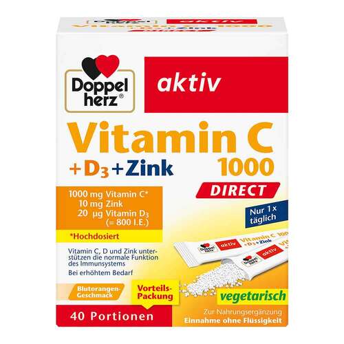 Doppelherz Vitamin C 1000 + D3+Zink Direct Pellets - 1