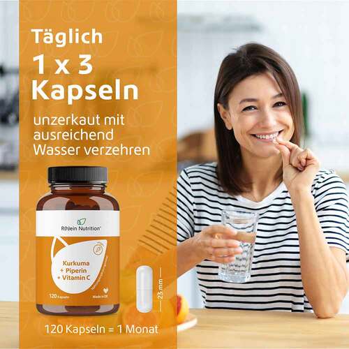 Kurkuma 95% Curcumin + Piperin+Vitamin C vegan Kapseln  - 2