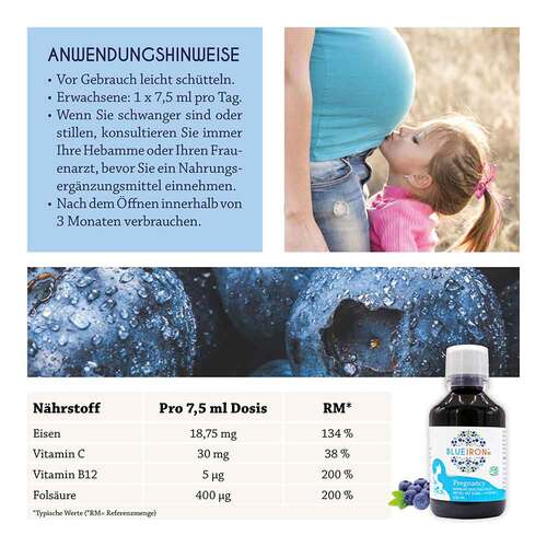 Blueiron Eisen Pregnancy + Fols&auml;ure Fl&uuml;ss.zum Einnehmen  - 3