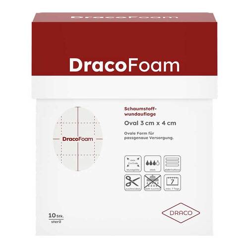 DRACOFOAM Schaumstoff Wundauflage oval 3x4cm - 1