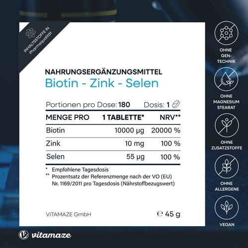 Biotin 10 mg hochdosiert + Zink+Selen Tabletten - 3