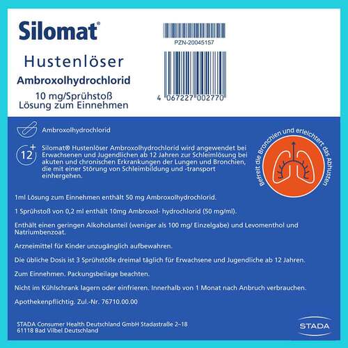 Silomat Hustenlo25ser Ambroxol 10mg / Spru25.L&ouml;sung zum Einnehmen  - 9