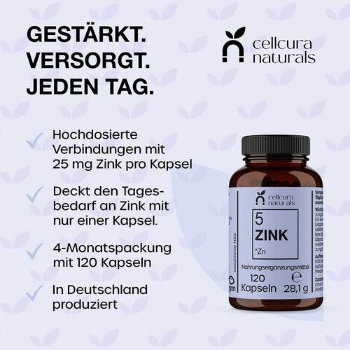 Cellcura Naturals Zink 25 mg hochdos.vegan Kapseln - 4