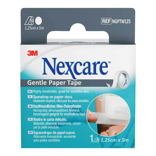 NEXCARE Gentle Paper Tape 1,25 cmx5 m wei&szlig; Rolle - 1