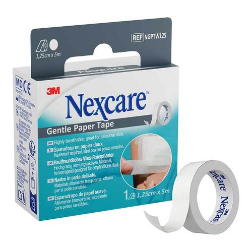 NEXCARE Gentle Paper Tape 1,25 cmx5 m wei&szlig; Rolle - 4