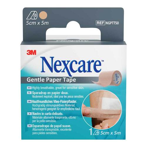 NEXCARE Gentle Paper Tape 5 cmx5 m tan Rolle - 1