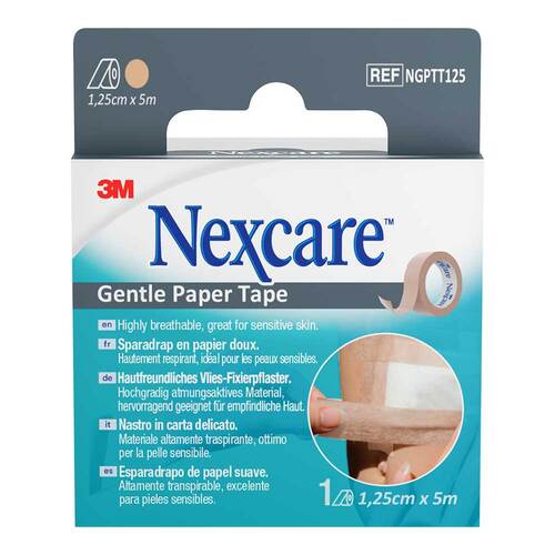 NEXCARE Gentle Paper Tape 1,25 cmx5 m tan Rolle - 1