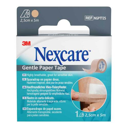 NEXCARE Gentle Paper Tape 2,5 cmx5 m tan Rolle - 1